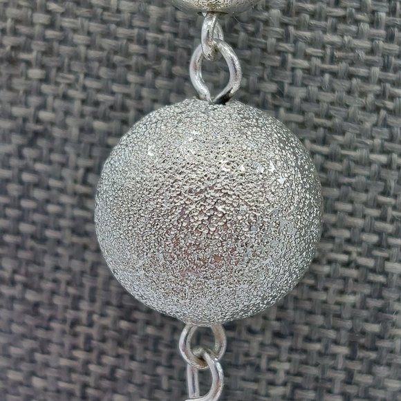 Necklace Silver Toned Twisted Rope Chain Textured Beaded 34" Long Classic Simple - Picture 3 of 7